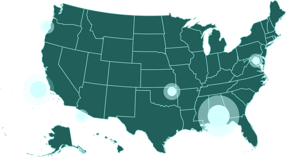 United States map showing local data coverage